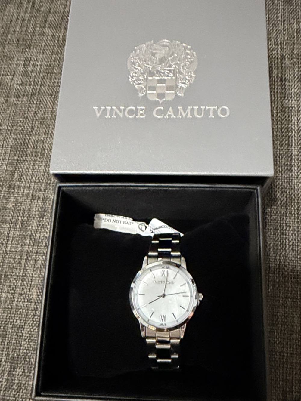 Vince Camuto Silver and White Stainless Steel Women's Watch